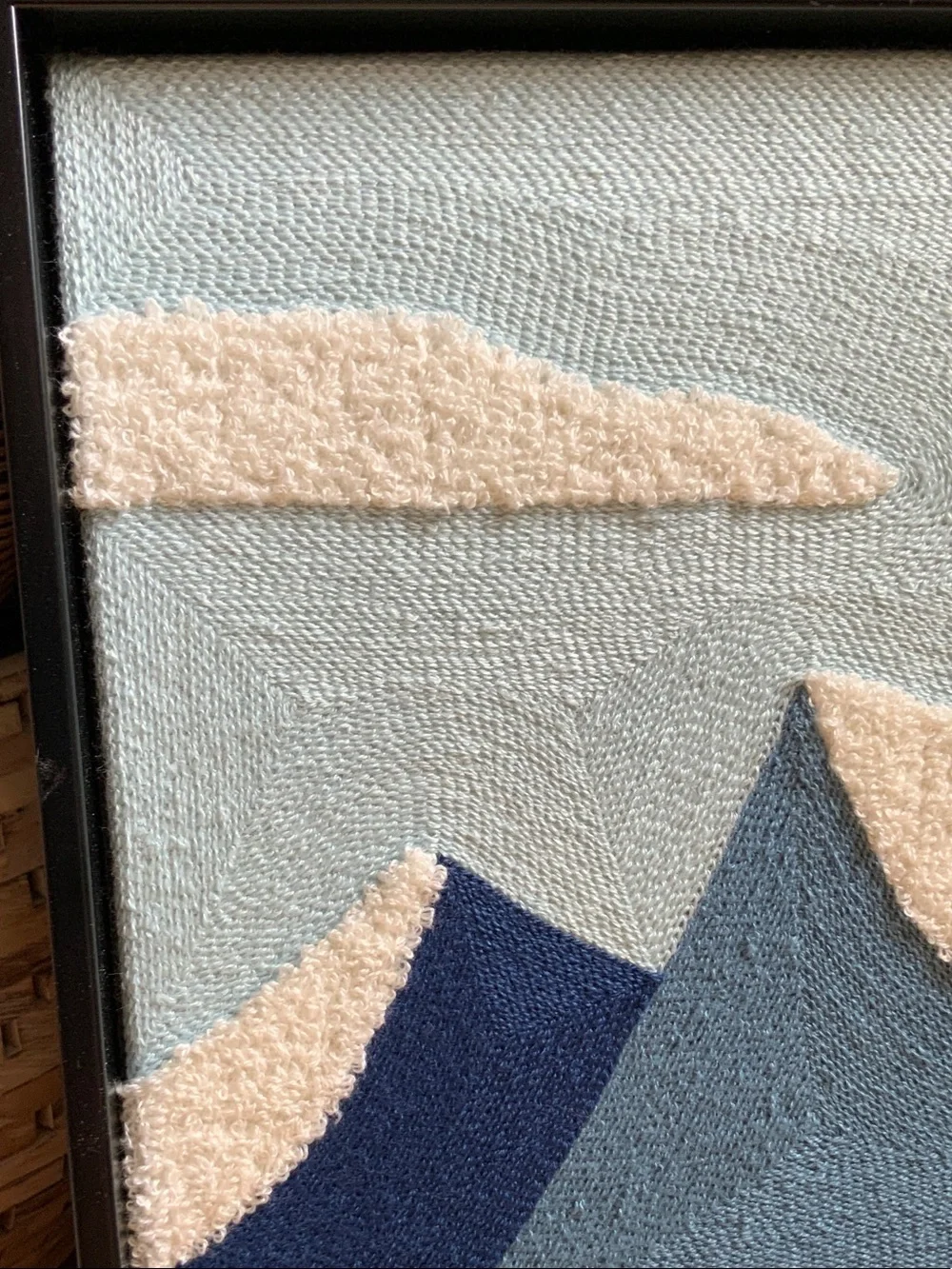 Textured Abstract Mountain Wall Art in Blue, Cream & Red